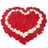 Фото товара 101 роза сердцем - красная, белая, красная в Мелитополе