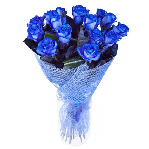 Фото товара 17 синих роз (крашеных) в Мелитополе