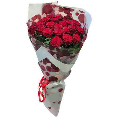 Фото товара 21 красная роза в упаковке в Мелитополе