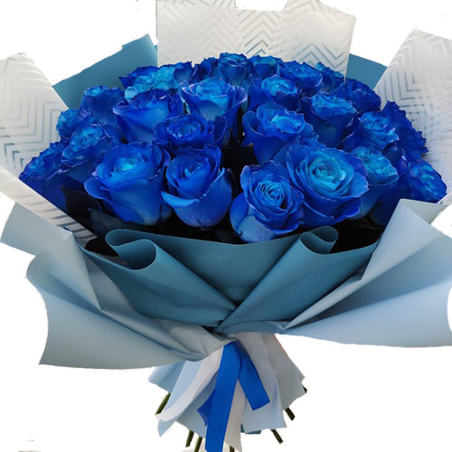 Фото товара 33 синие розы (крашеные) в Мелитополе