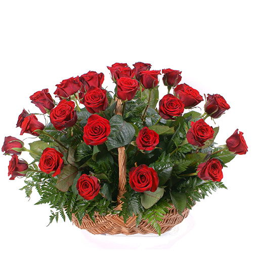 Фото товара 35 красных роз в корзине в Мелитополе