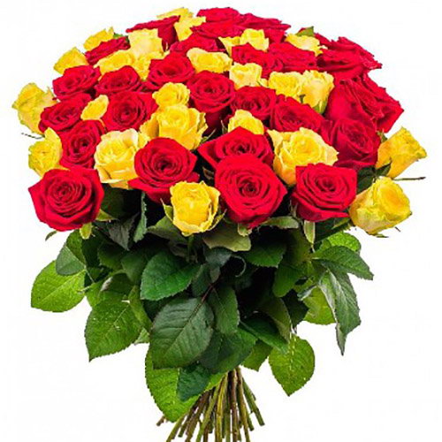 Фото товара 51 роза красная и желтая в Мелитополе