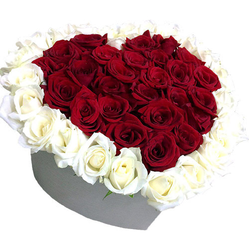 Фото товара 51 роза сердце в коробке в Мелитополе