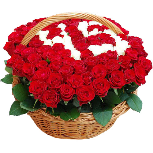 Фото товара 101 роза с числами в корзине в Мелитополе