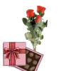 Фото товара 3 красные розы с конфетами в Мелитополе