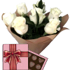 Фото товара 7 белых роз с конфетами в Мелитополе