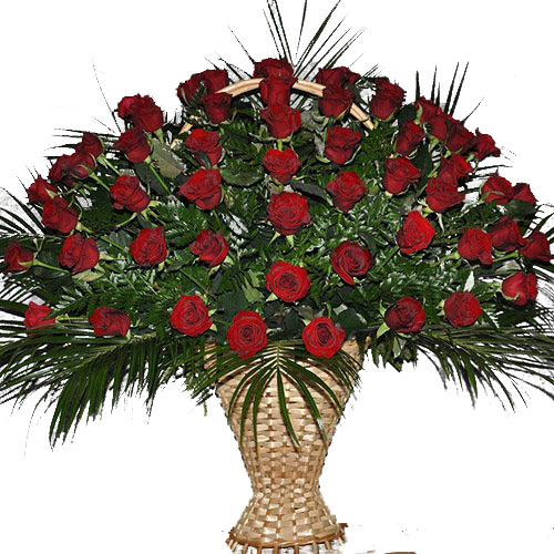 Фото товара Корзина 100 роз в папоротнике в Мелитополе