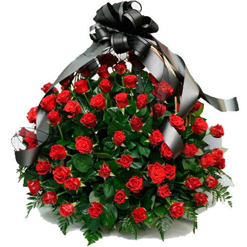 Фото товара 100 алых роз "Пламя" в корзине в Мелитополе